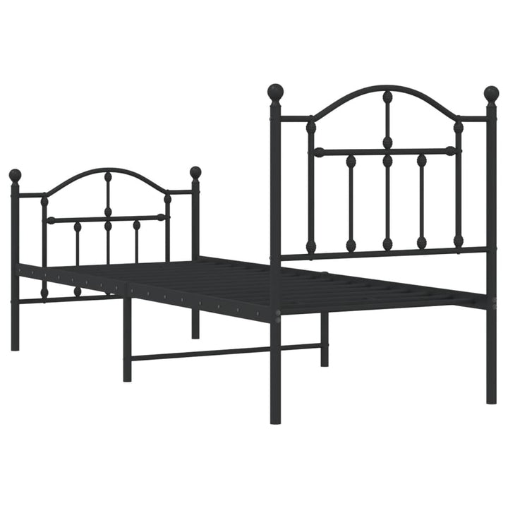 sengeramme med sengegavl og fodgærde 75x190 cm metal sort