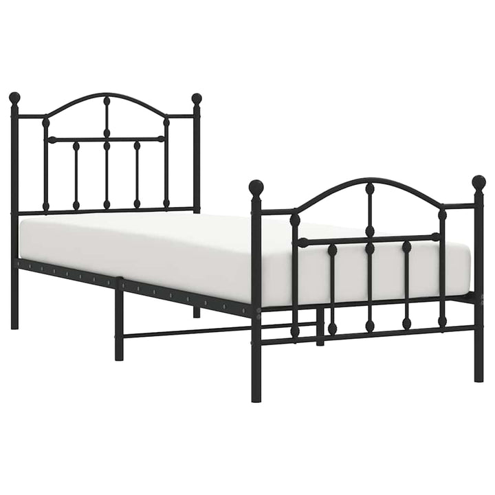 sengeramme med sengegavl og fodgærde 90x190 cm metal sort