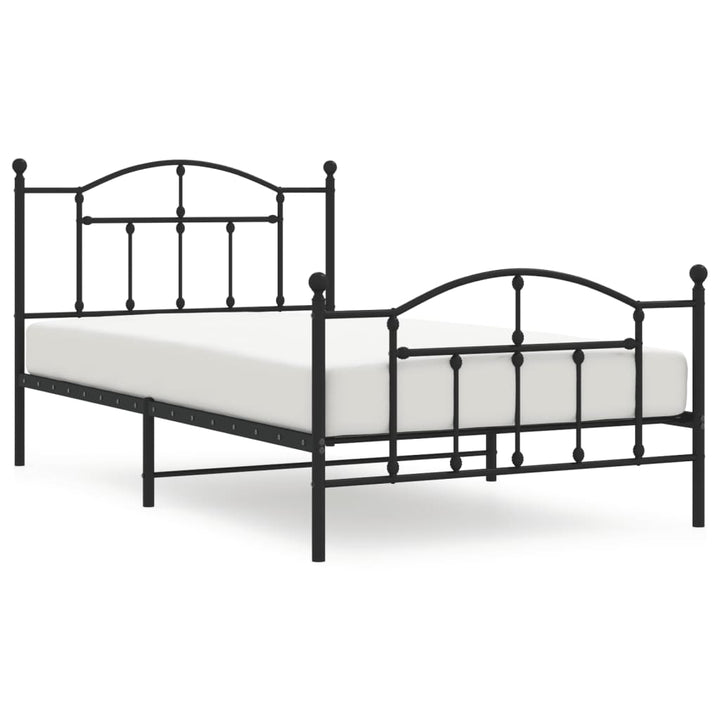 sengeramme med sengegavl og fodgærde 107x203 cm metal sort