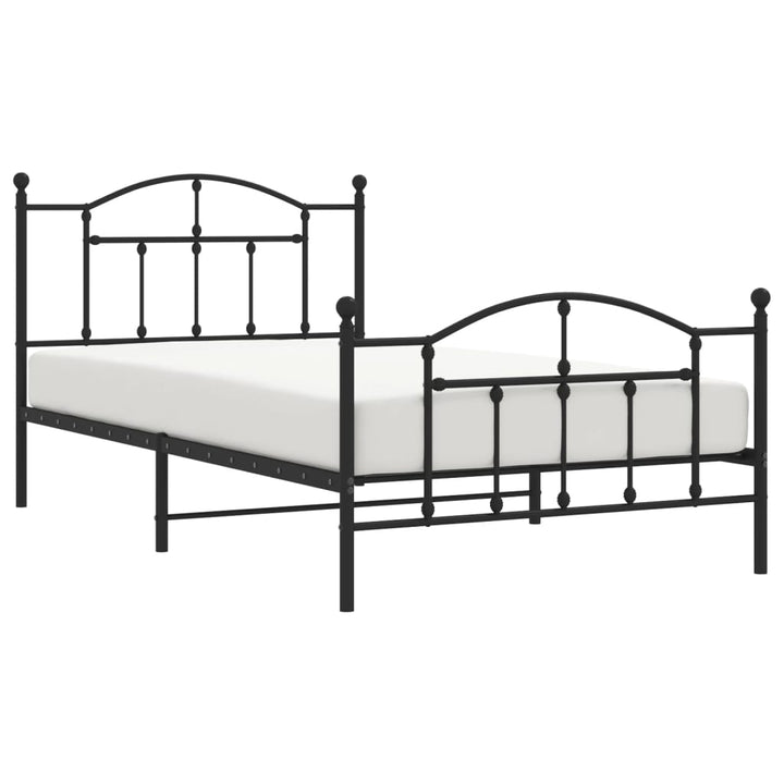 sengeramme med sengegavl og fodgærde 107x203 cm metal sort