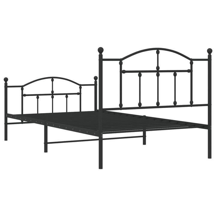 sengeramme med sengegavl og fodgærde 107x203 cm metal sort