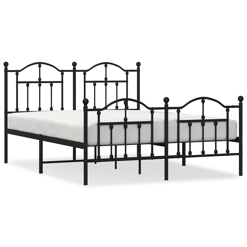 sengeramme med sengegavl og fodgærde 135x190 cm metal sort