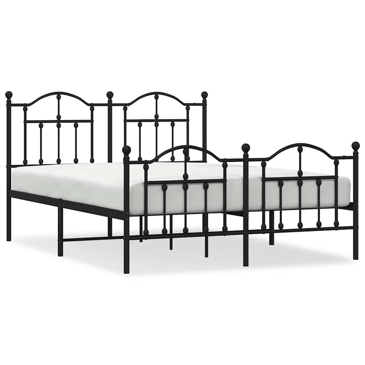 sengeramme med sengegavl og fodgærde 135x190 cm metal sort