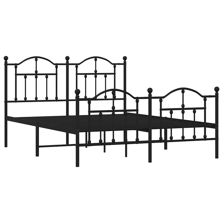 sengeramme med sengegavl og fodgærde 135x190 cm metal sort