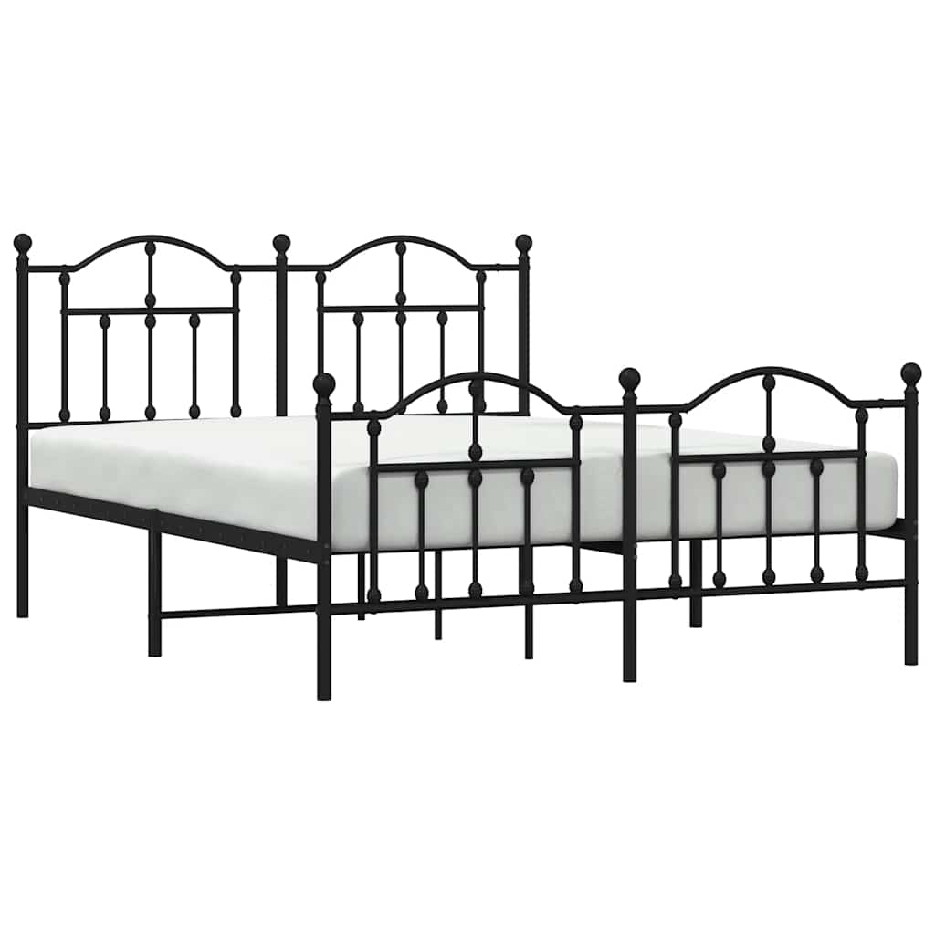 sengeramme med sengegavl og fodgærde 135x190 cm metal sort