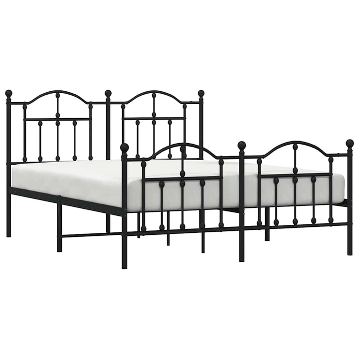 sengeramme med sengegavl og fodgærde 135x190 cm metal sort