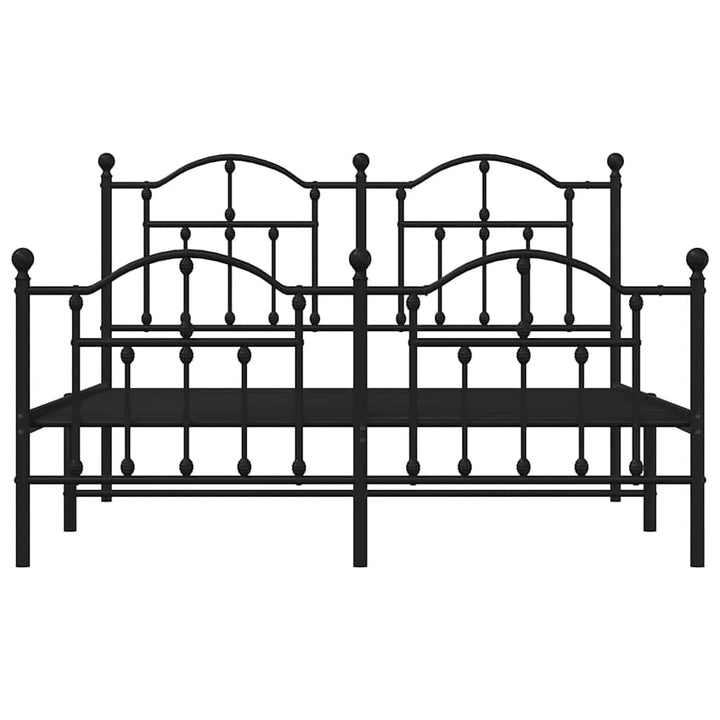 sengeramme med sengegavl og fodgærde 135x190 cm metal sort