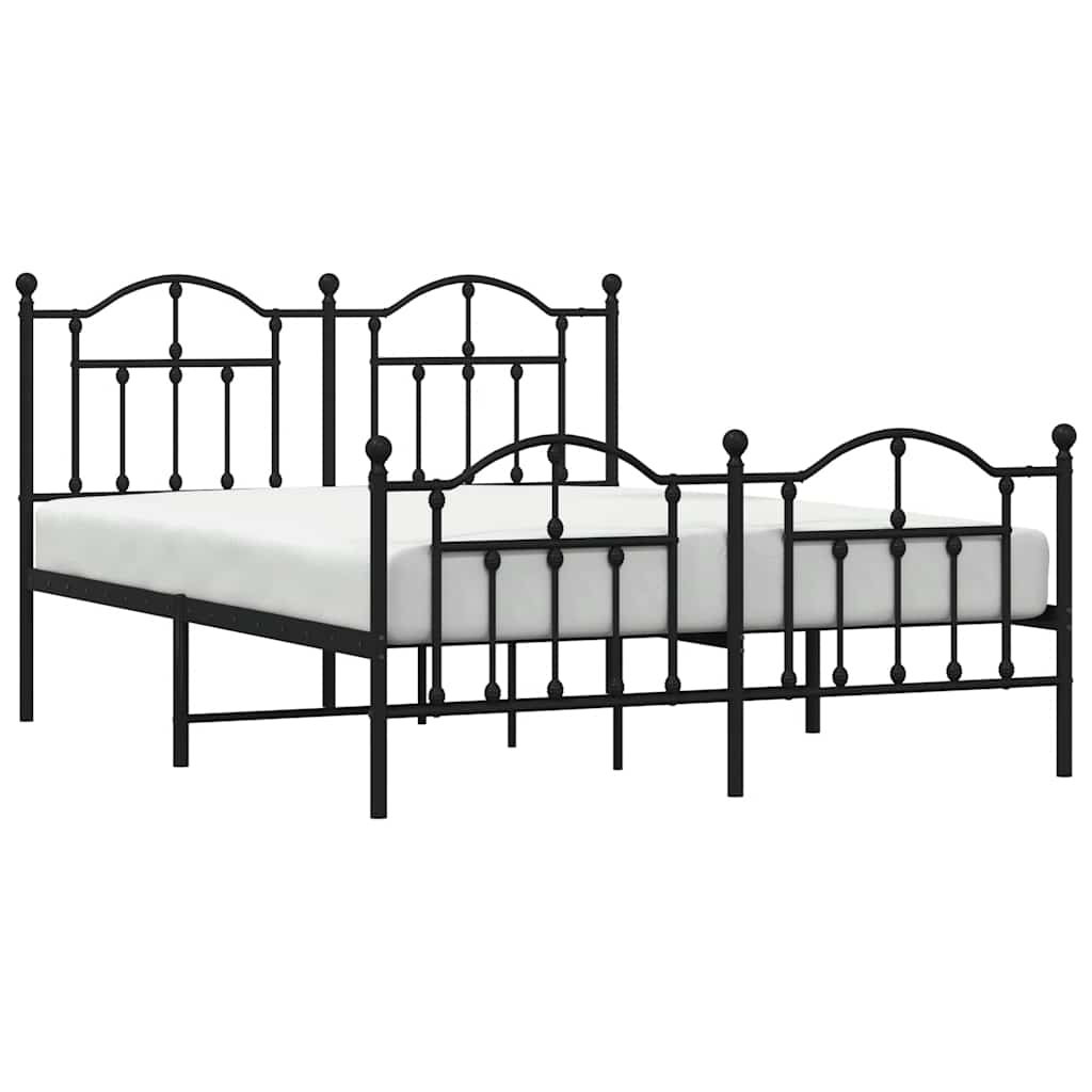 sengeramme med sengegavl og fodgærde 140x190 cm metal sort