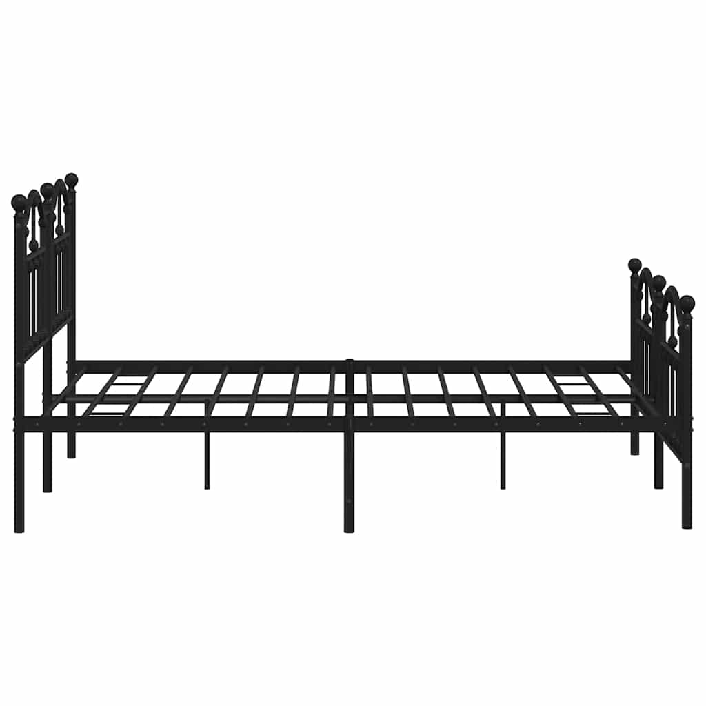 sengeramme med sengegavl og fodgærde 140x190 cm metal sort