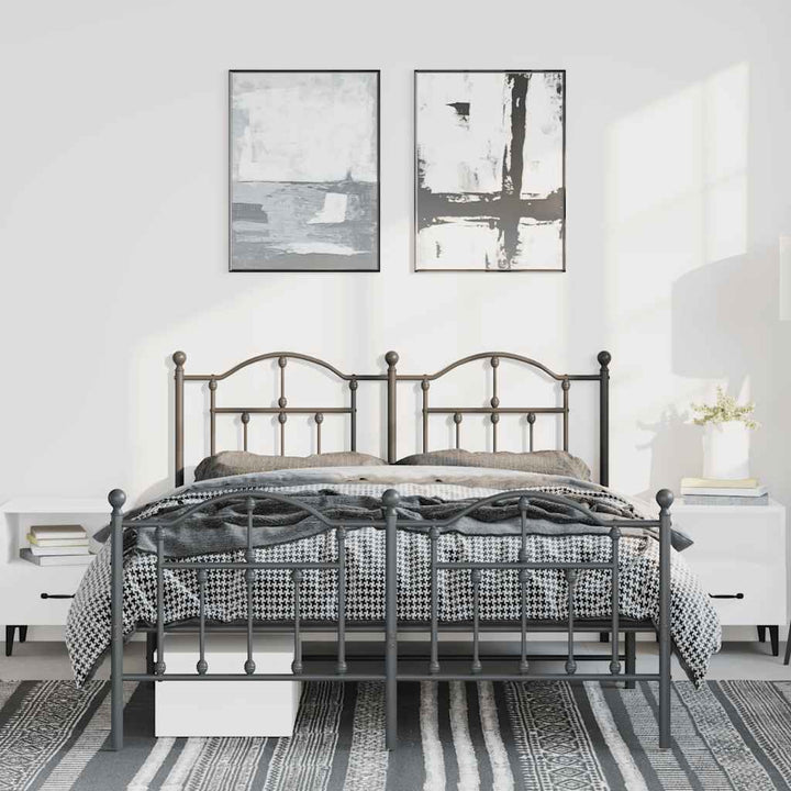 sengeramme med sengegavl og fodgærde 150x200 cm metal sort