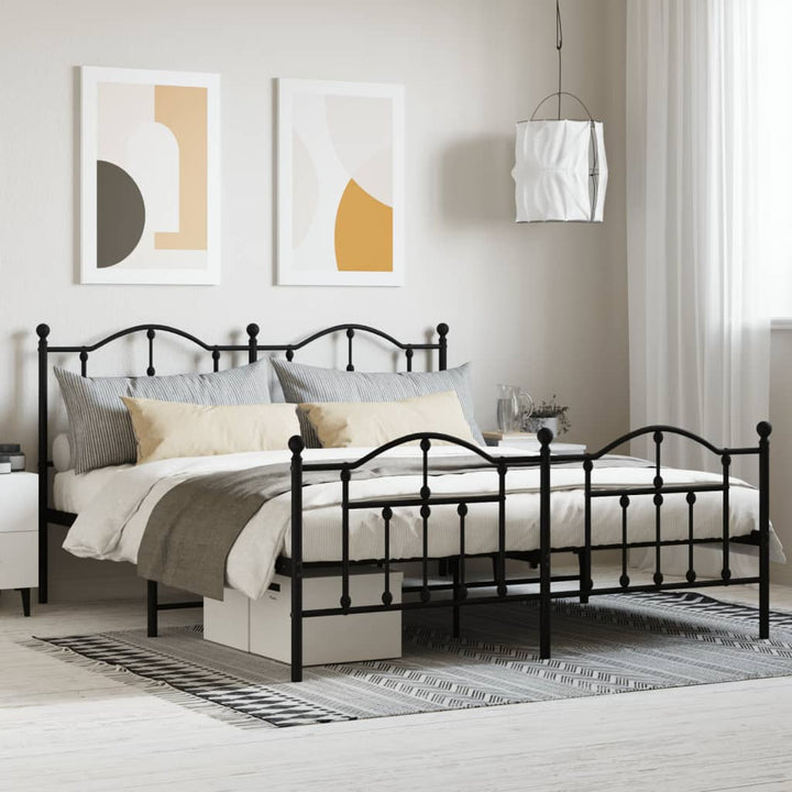 sengeramme uden madras med fodgærde 180x200 cm sort