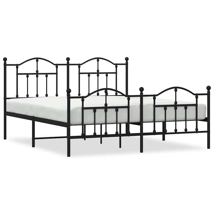 sengeramme med sengegavl og fodgærde 183x213 cm metal sort