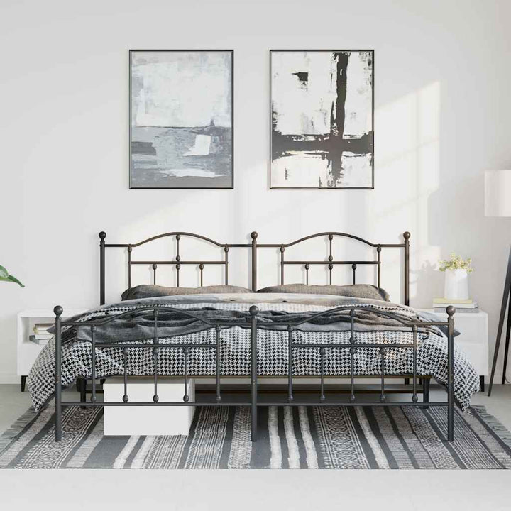 sengeramme med sengegavl og fodgærde 183x213 cm metal sort