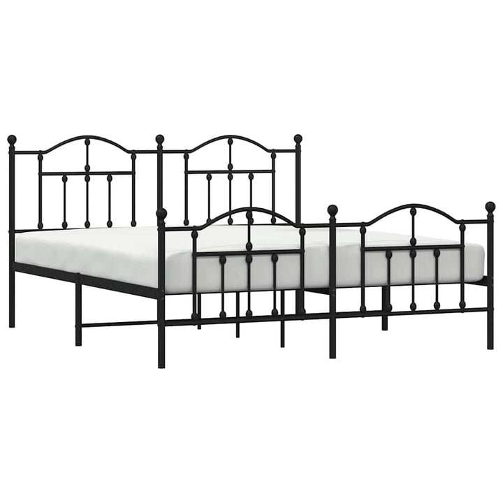 sengeramme med sengegavl og fodgærde 183x213 cm metal sort
