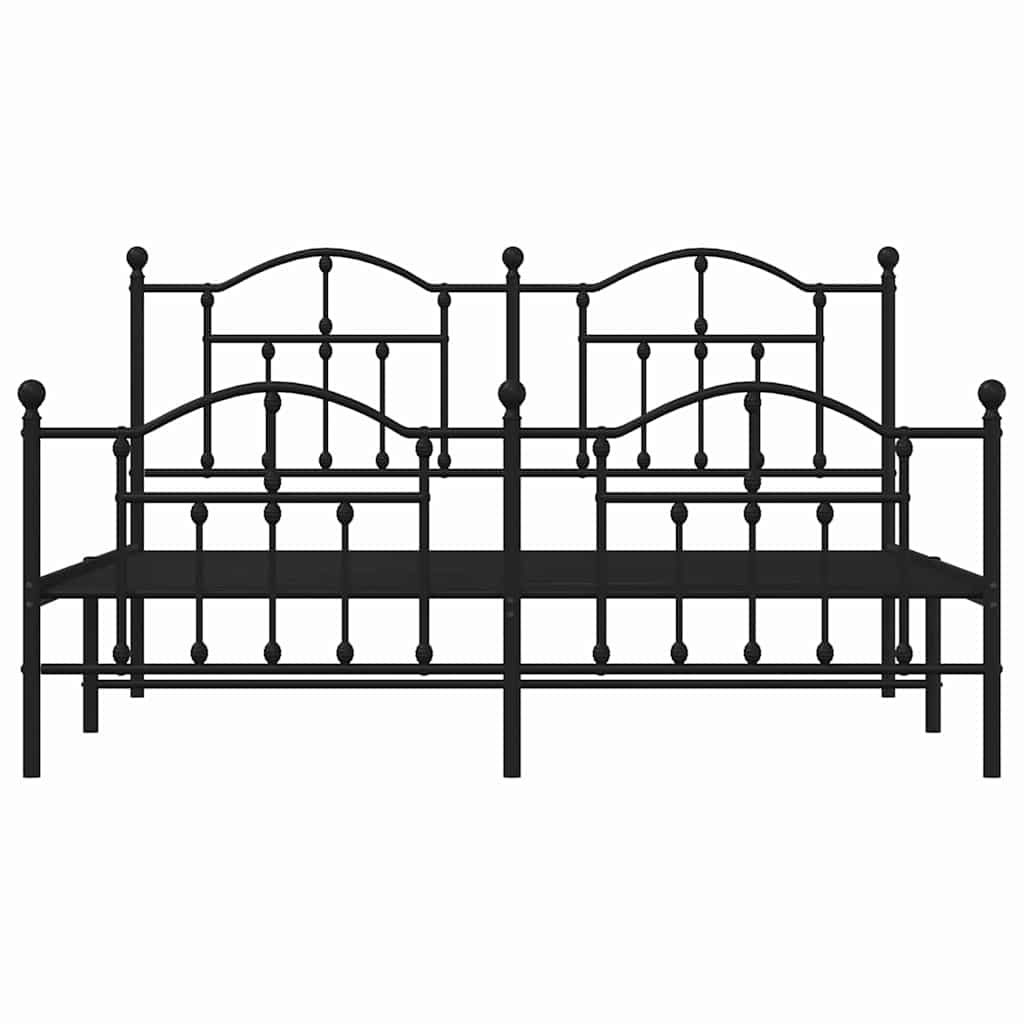 sengeramme med sengegavl og fodgærde 183x213 cm metal sort