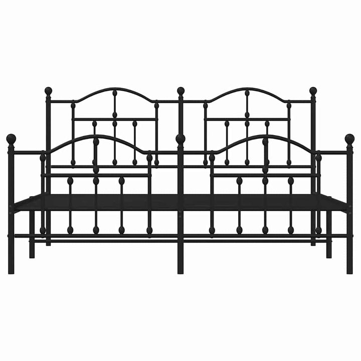 sengeramme med sengegavl og fodgærde 183x213 cm metal sort