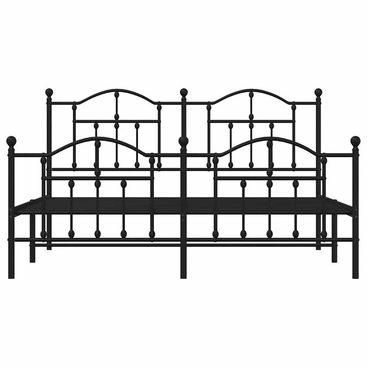 sengeramme med sengegavl og fodgærde 183x213 cm metal sort
