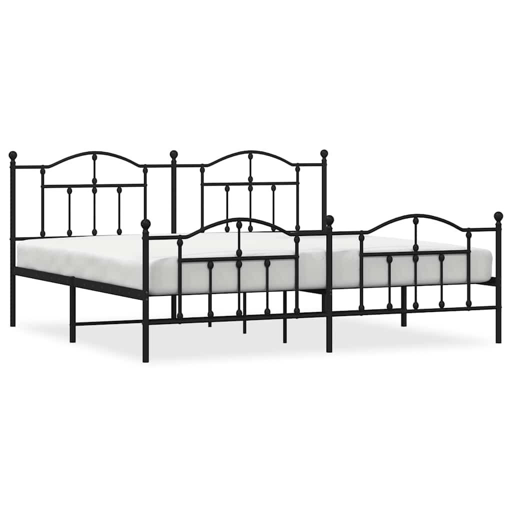 sengeramme med sengegavl og fodgærde 193x203 cm metal sort