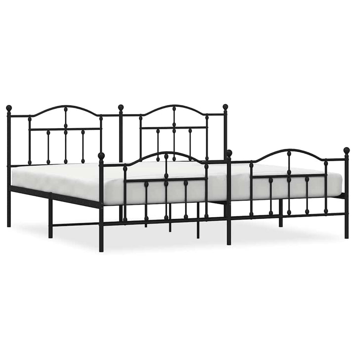sengeramme med sengegavl og fodgærde 193x203 cm metal sort