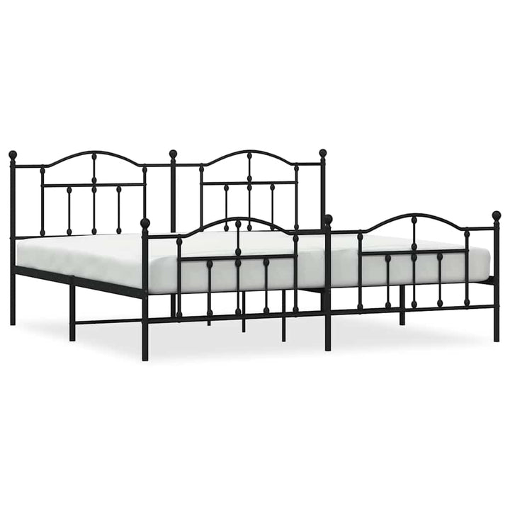 sengeramme med sengegavl og fodgærde 193x203 cm metal sort