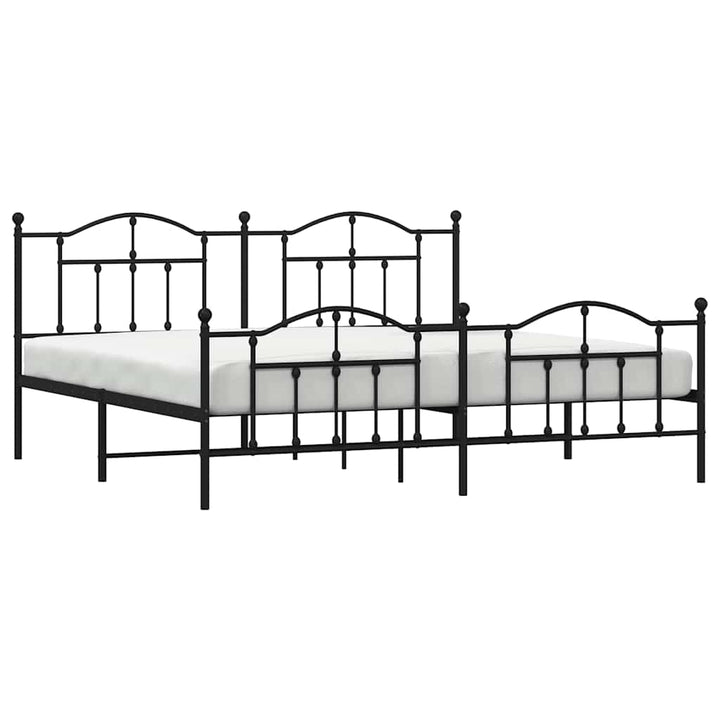 sengeramme med sengegavl og fodgærde 193x203 cm metal sort