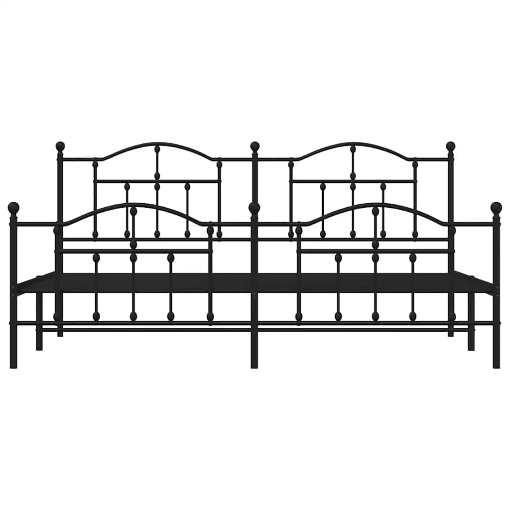 sengeramme med sengegavl og fodgærde 193x203 cm metal sort