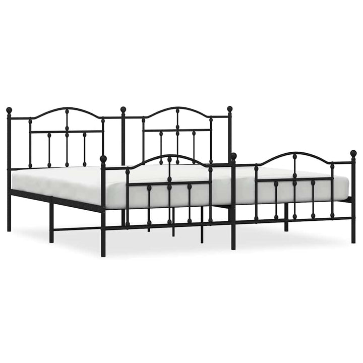 sengeramme med sengegavl og fodgærde 200x200 cm metal sort