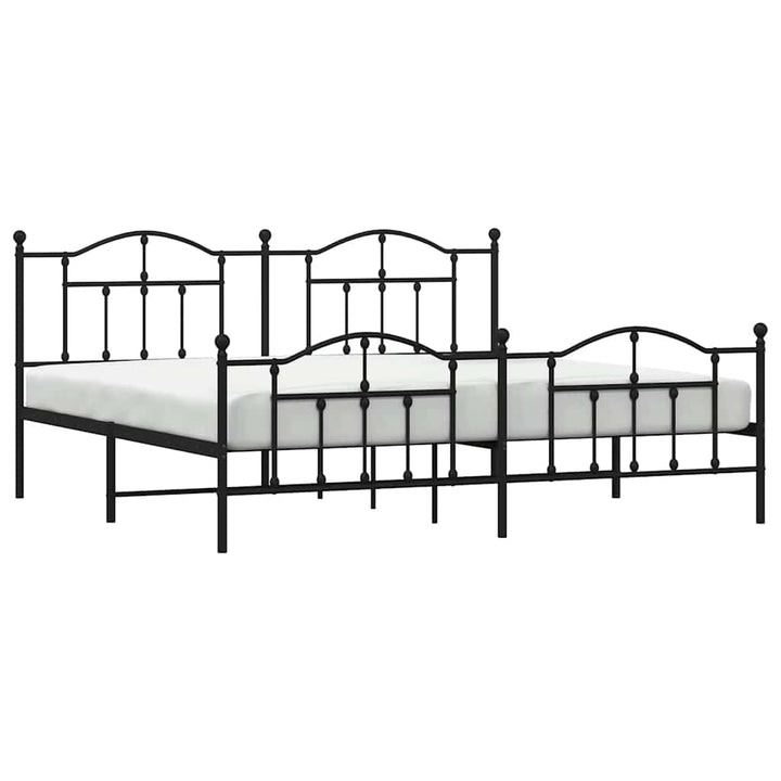 sengeramme med sengegavl og fodgærde 200x200 cm metal sort