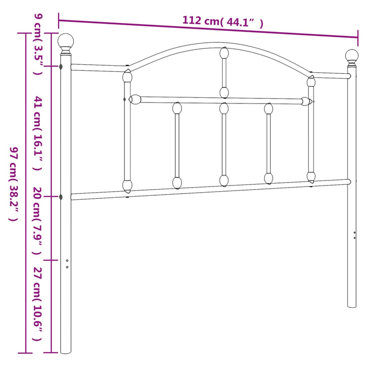 udskiftningsgavl 107 cm metal sort