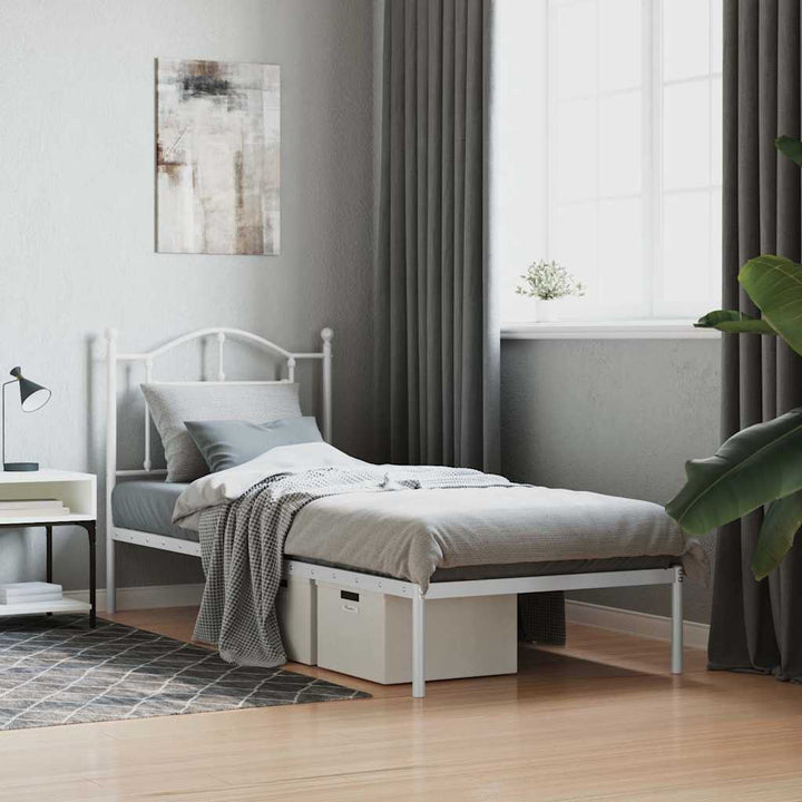 sengeramme med sengegavl 90x190 cm metal hvid