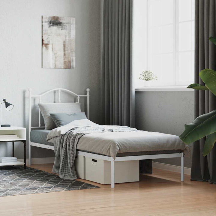 sengeramme med sengegavl 90x200 cm metal hvid