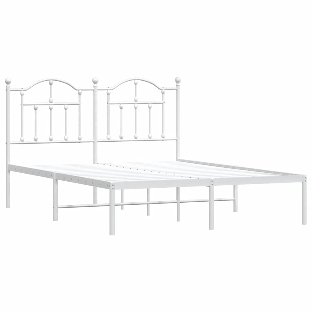 sengeramme med sengegavl 150x200 cm metal hvid