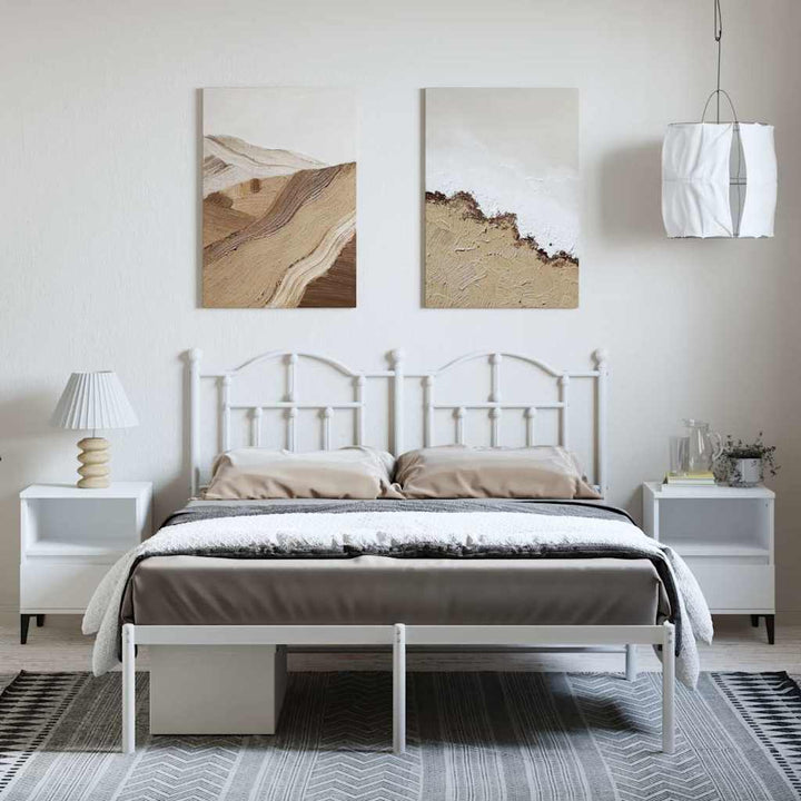 sengeramme med sengegavl 150x200 cm metal hvid
