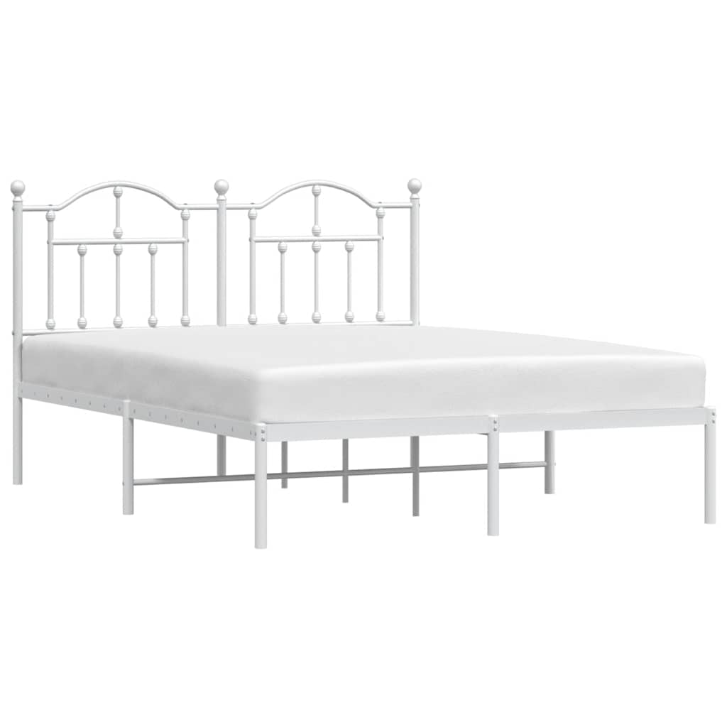 sengeramme med sengegavl 150x200 cm metal hvid