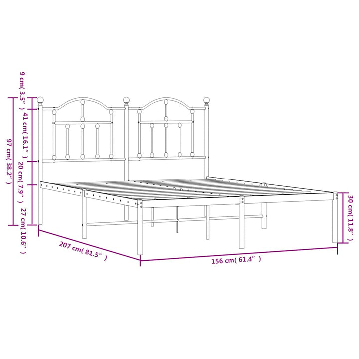 sengeramme med sengegavl 150x200 cm metal hvid