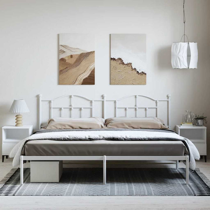 sengeramme med sengegavl 193x203 cm metal hvid