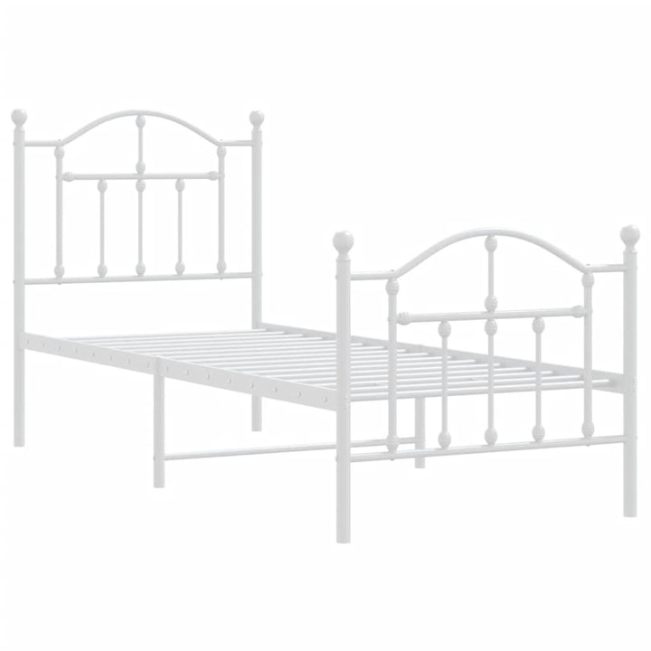 sengeramme med sengegavl og fodgærde 75x190 cm metal hvid