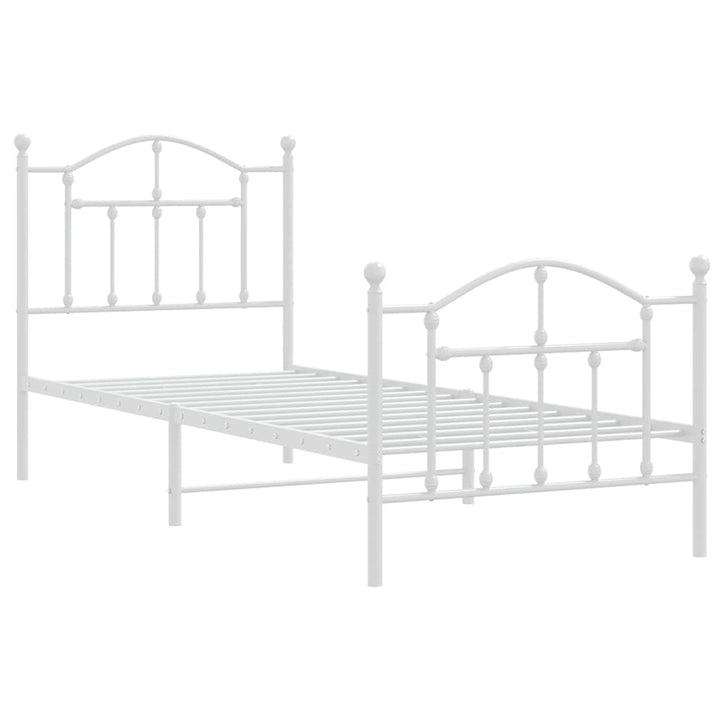 sengeramme med sengegavl og fodgærde 90x190 cm metal hvid