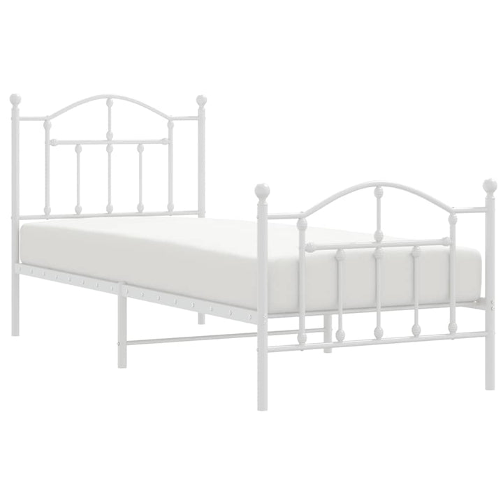 sengeramme med sengegavl og fodgærde 90x190 cm metal hvid