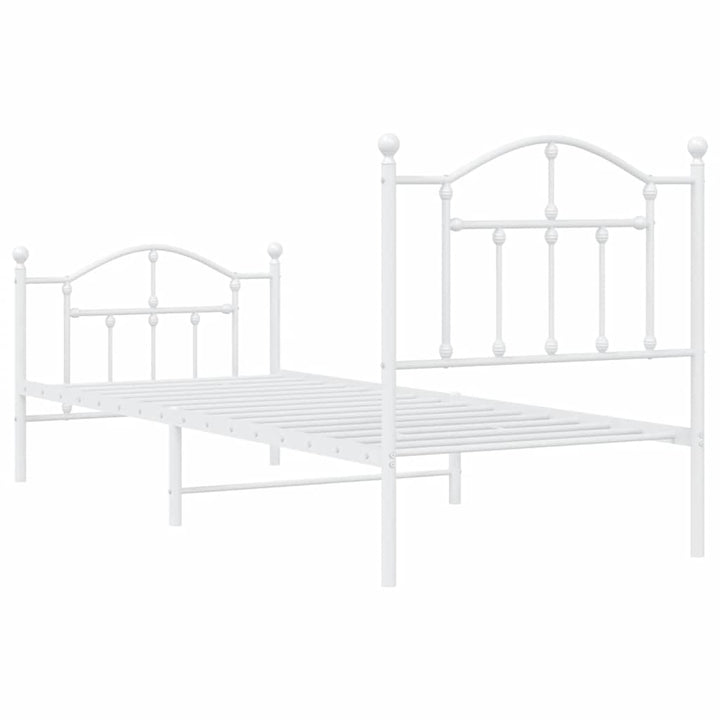 sengeramme med sengegavl og fodgærde 90x190 cm metal hvid