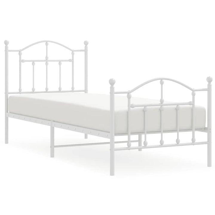 sengeramme med sengegavl og fodgærde 90x200 cm metal hvid