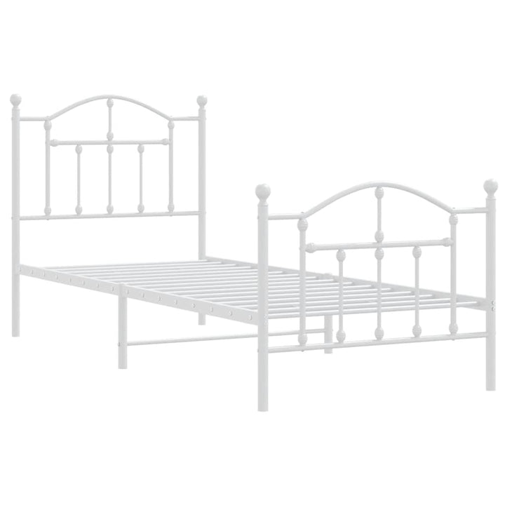 sengeramme med sengegavl og fodgærde 90x200 cm metal hvid