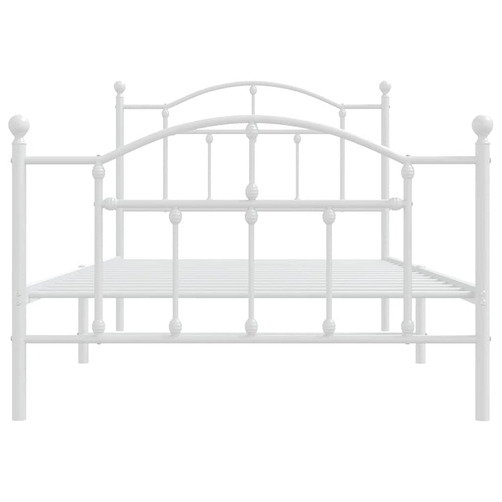 sengeramme med sengegavl og fodgærde 100x190 cm metal hvid