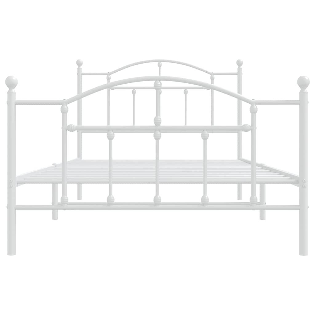 sengeramme med sengegavl og fodgærde 100x200 cm metal hvid