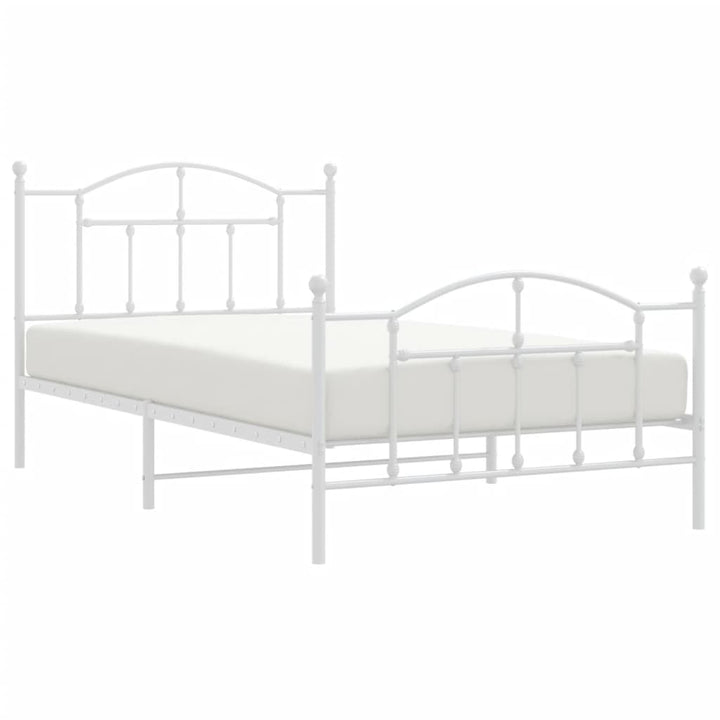 sengeramme med sengegavl og fodgærde 107x203 cm metal hvid