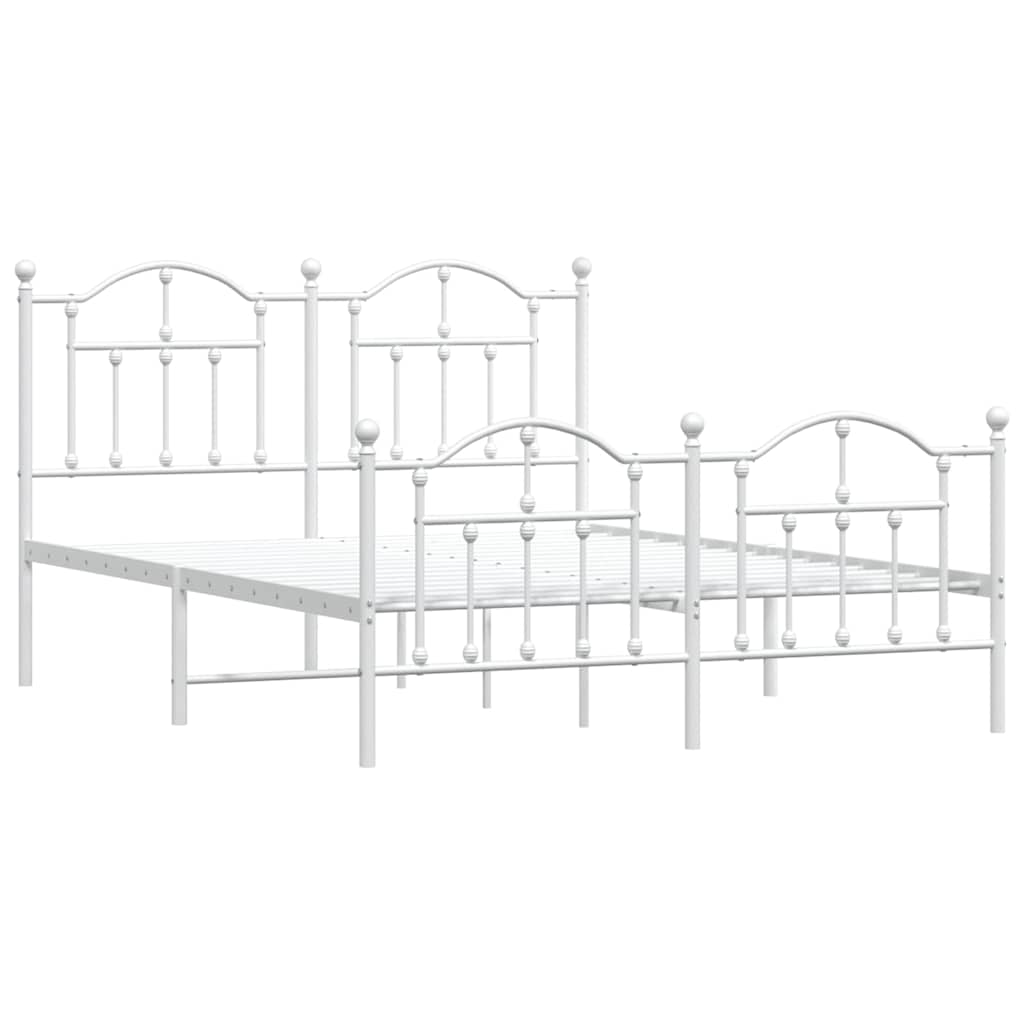sengeramme med sengegavl og fodgærde 140x190 cm metal hvid