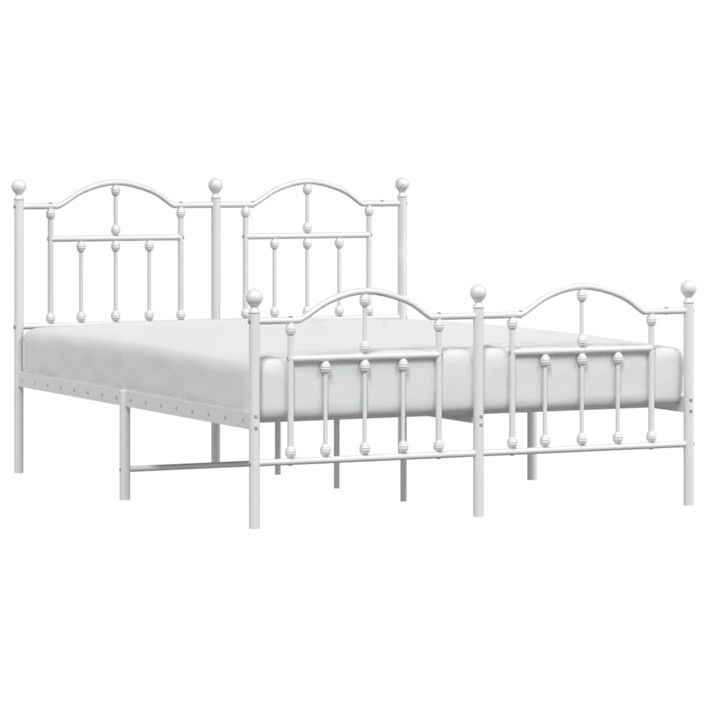 sengeramme med sengegavl og fodgærde 150x200 cm metal hvid