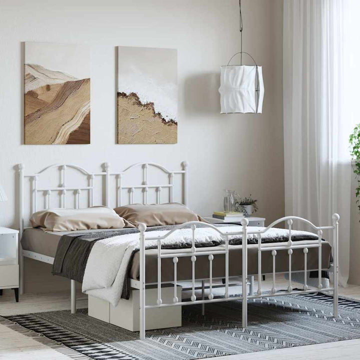 sengeramme med sengegavl og fodgærde 150x200 cm metal hvid