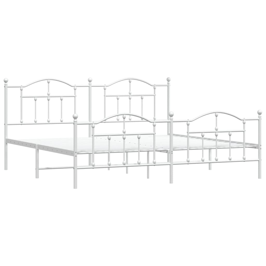 sengeramme med sengegavl og fodgærde 200x200 cm metal hvid