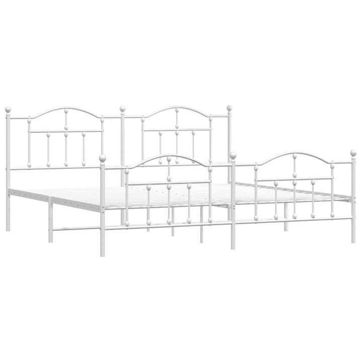 sengeramme med sengegavl og fodgærde 200x200 cm metal hvid